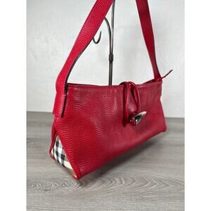 Burberry Red Grained Leather Horn Toggle Shoulder bag